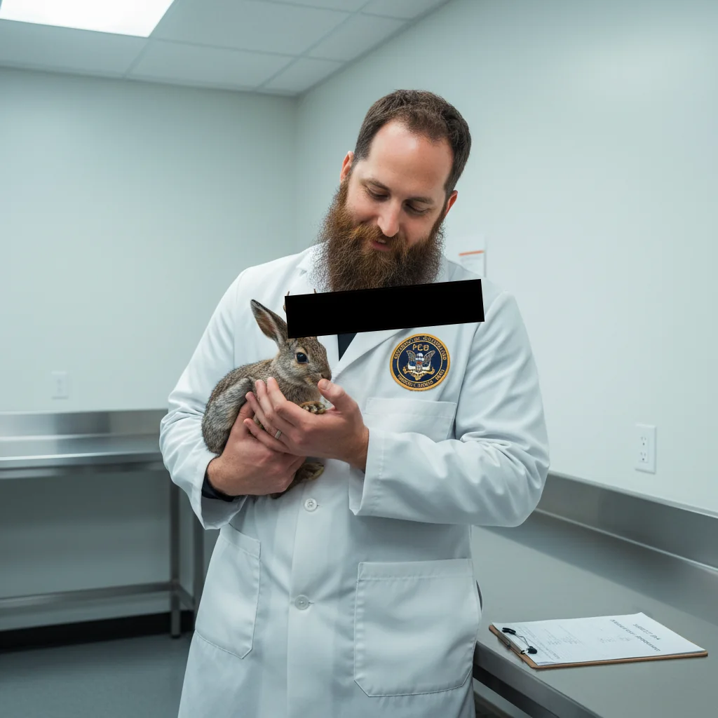 SAIC Briney cradling a jackalope in the FCB Southwest Field Lab.